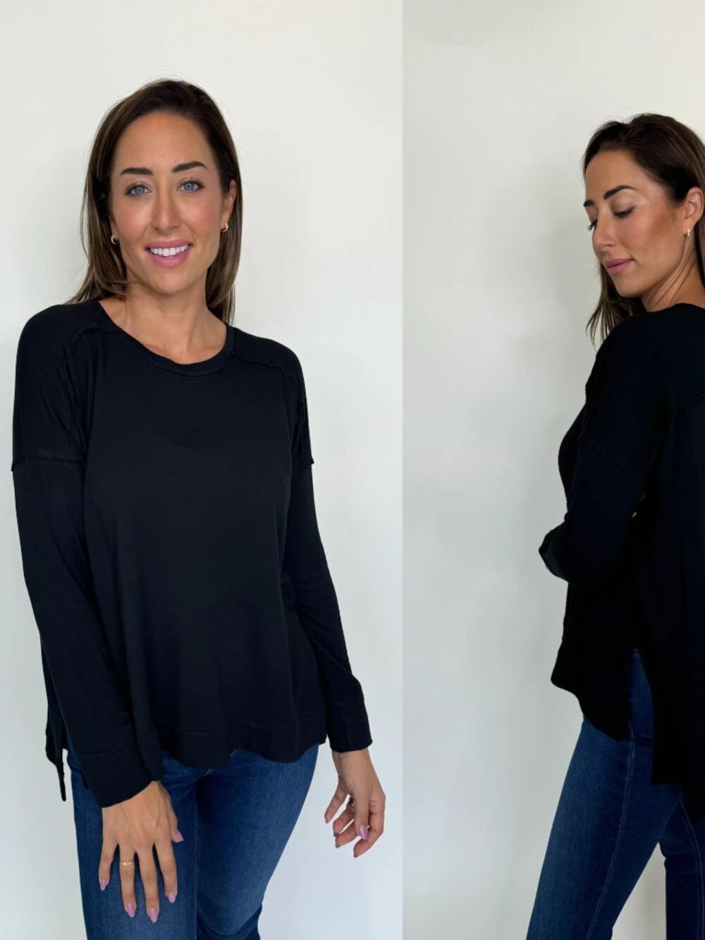 River + Sky Solid Black Super Rad Oversized Tunic Sweatshirt